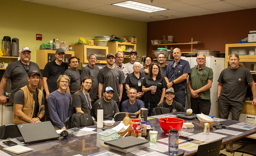 group of people in a breakroom