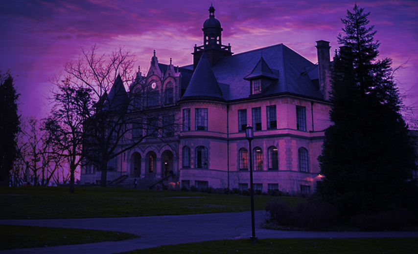 Denny Hall in purple light