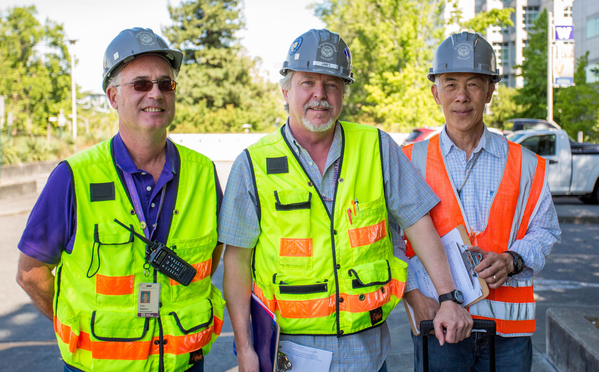 Campus engineers on the ATC-20 team during an earthquake preparedness drill