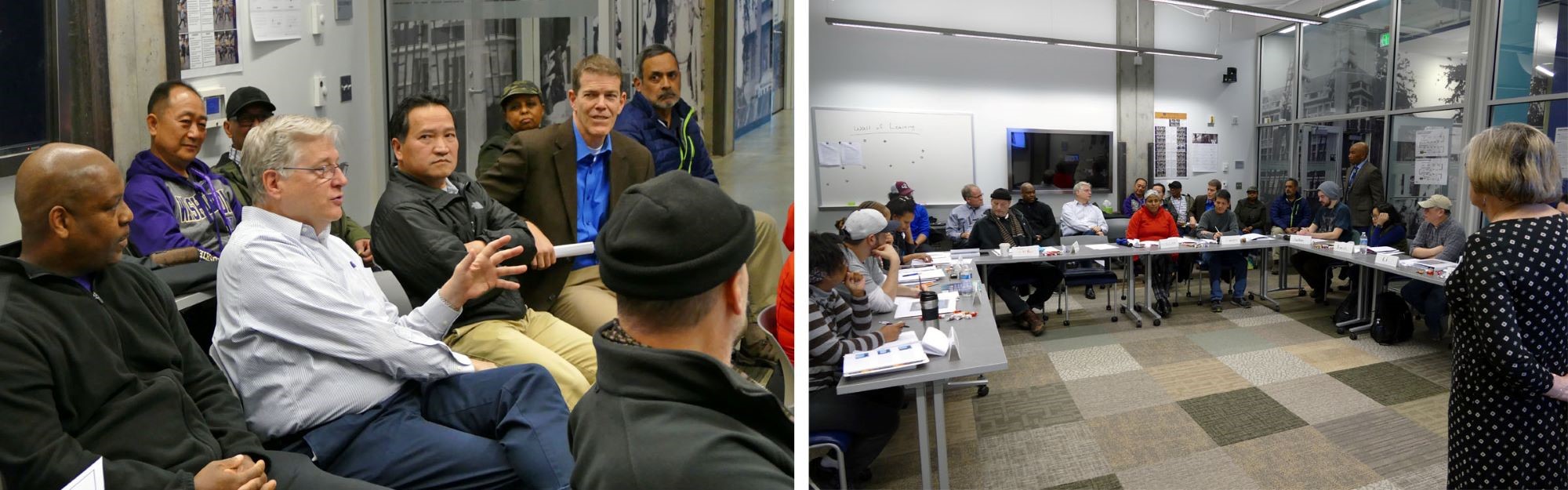 Candid image of group discussion during visit.