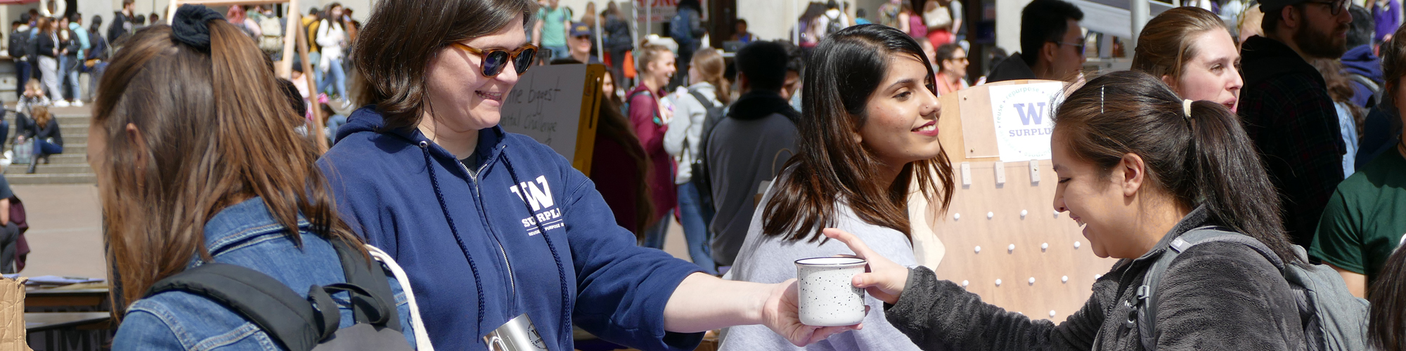 Campus community interacting during UW Earth Day 2018 event on Red Square