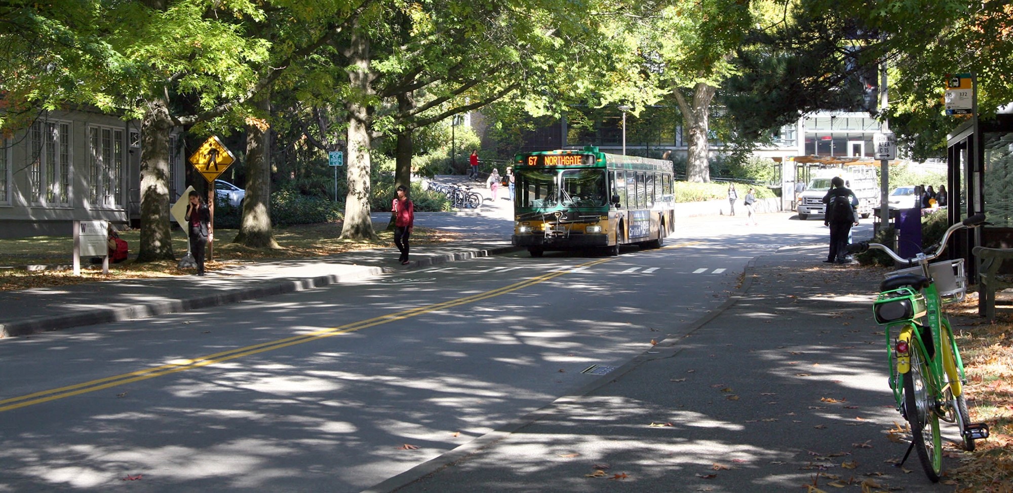 A bus along Stevens Way