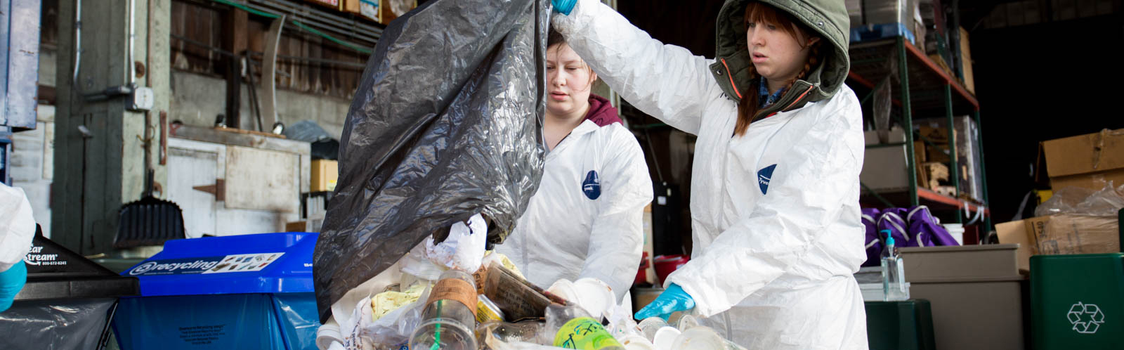 Students sort compostables
