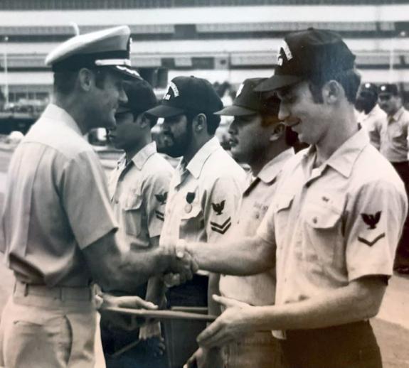 Alan Horne receiving the Navy Achievement Medal.