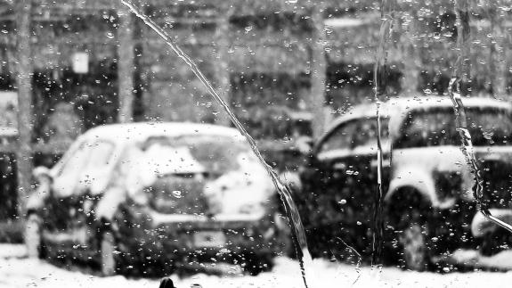 Snowy windshield