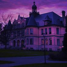 Denny Hall in purple light