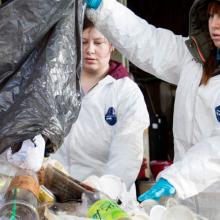 Students sort compostables