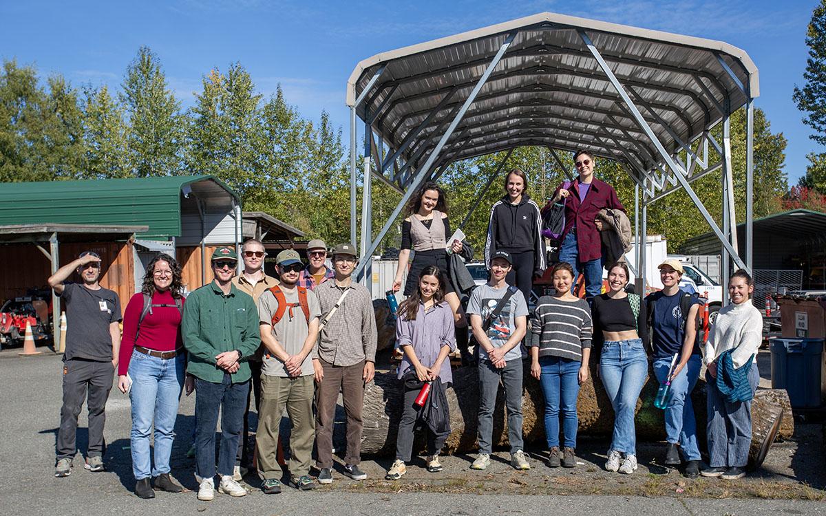 group of students at UW sawmill