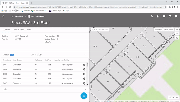 animated gif showing how to select a room in space manager