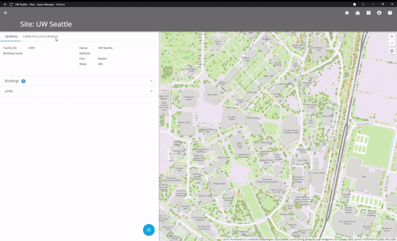 animated gif showing how to select and navigate within a building in space manager