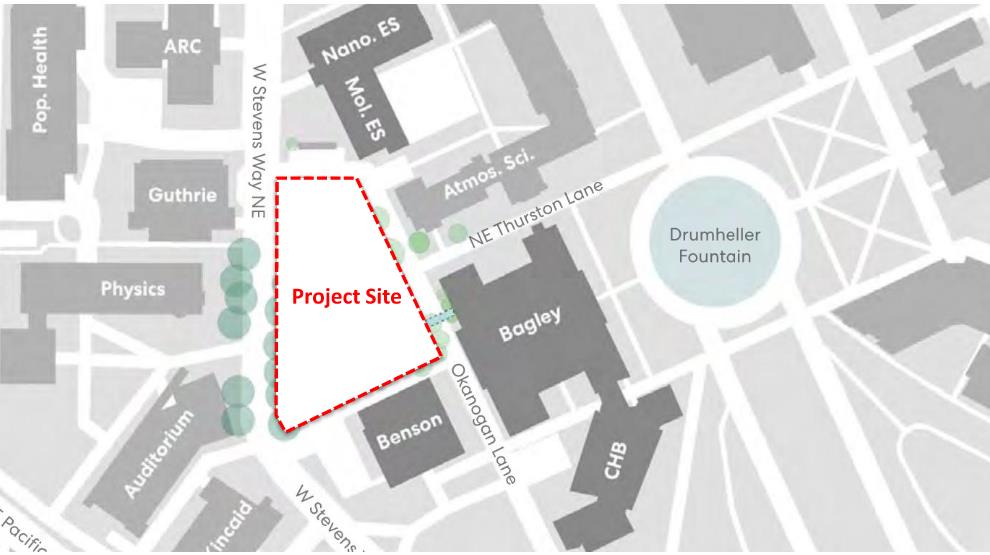 Map graphic showing planned project site for Chemical Sciences Building