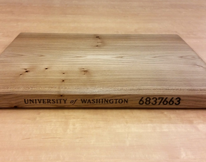 cutting board with engraved tree number