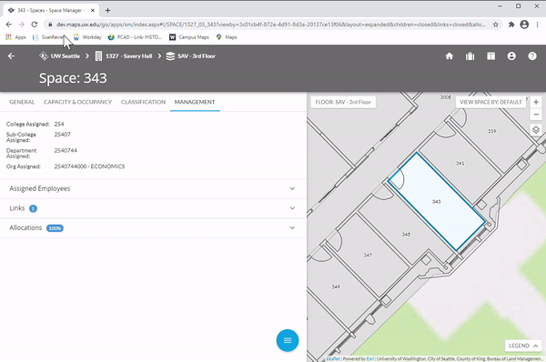 animated gif showing how to change the principal investigator of room allocation in space manager