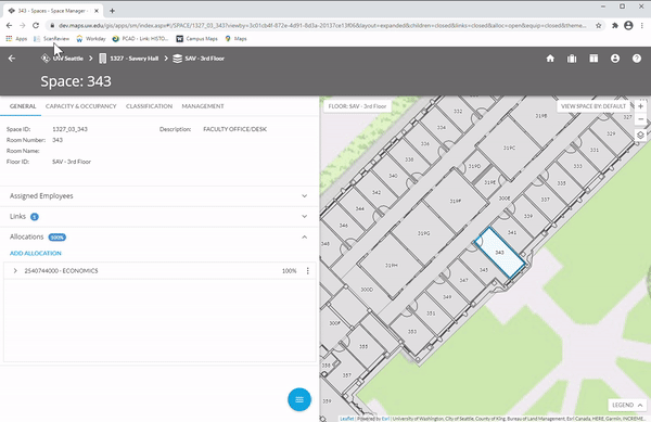 animated gif showing how to change the functional use of a room in space manager