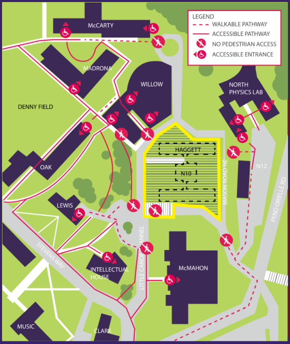 Access map during the Haggett Hall construction project