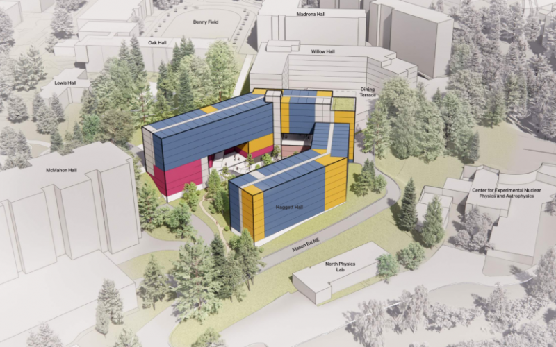 Schematic building massing for Haggett Hall Demolition and Replacement project