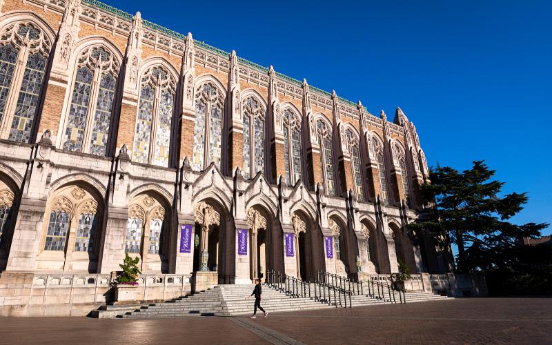 Front view of Suzzallo Library at Seattle campus UW