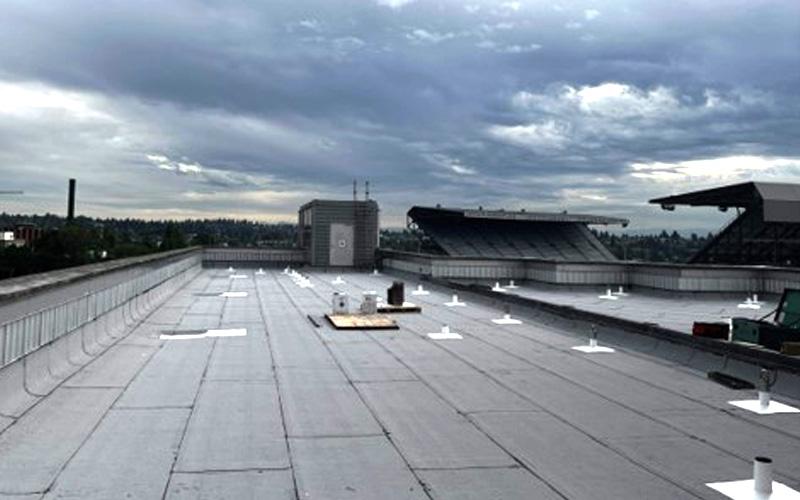 a recently finished and flat building roof