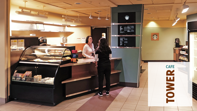 The Tower Cafe with an employee and a customer