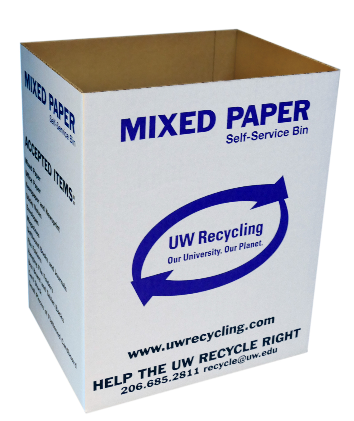 Self-service mixed paper bin