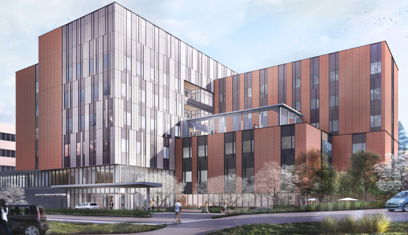 exterior rendering of new uwmc behavioral health teaching facility