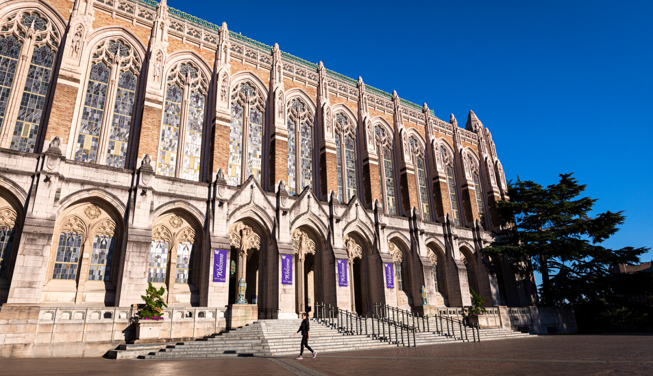 Front view of Suzzallo Library at Seattle campus UW