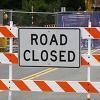 Road closure sign on Stevens Way