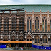 Suzzallo Library with half obscured by scaffolding