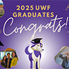 headshots of students with text '2025 UWF students congrats'