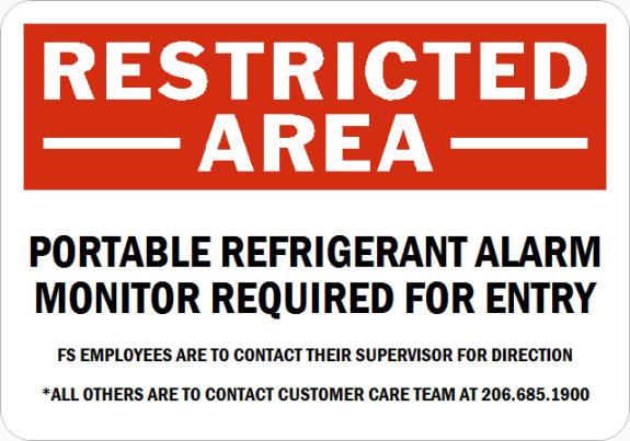 Printable sign for restricted areas due to refrigerant alarms