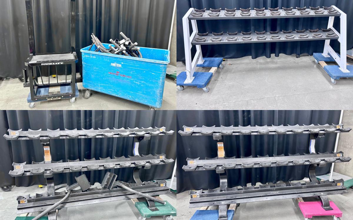 Stitched image of gym racks.