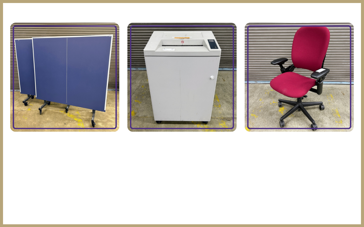 ping pong table standing upright, paper shredder unit, red office chair