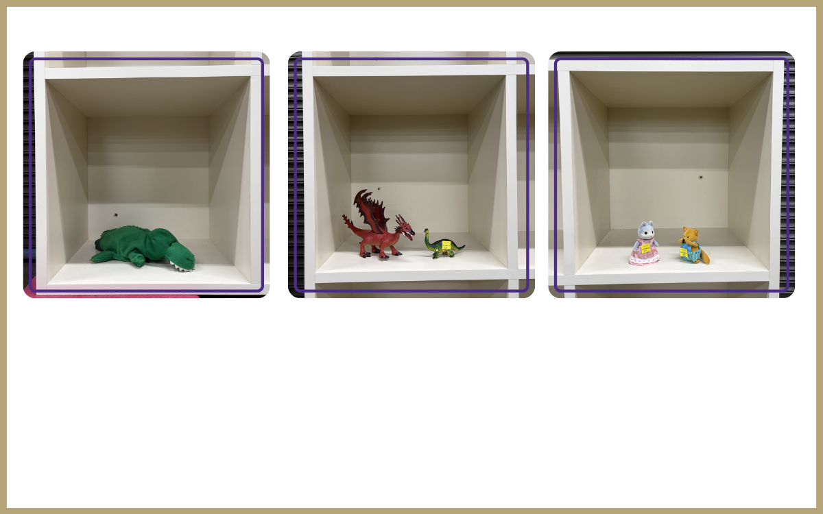 crocodile plushie, dragon figurine, dinosaur figurine and calico critters