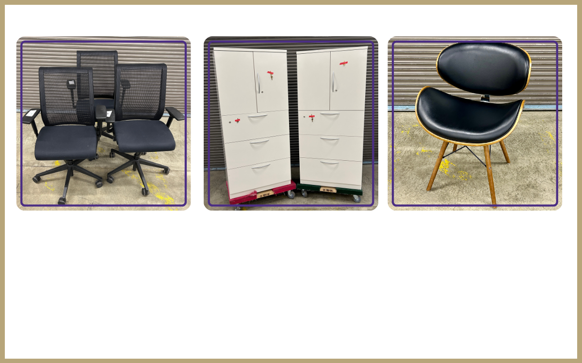 Trio of Steelcase Think chairs - $45.00 each Duo of Steelcase locker cabinets (with keys) - $125.00 each Cool chair - $20.00
