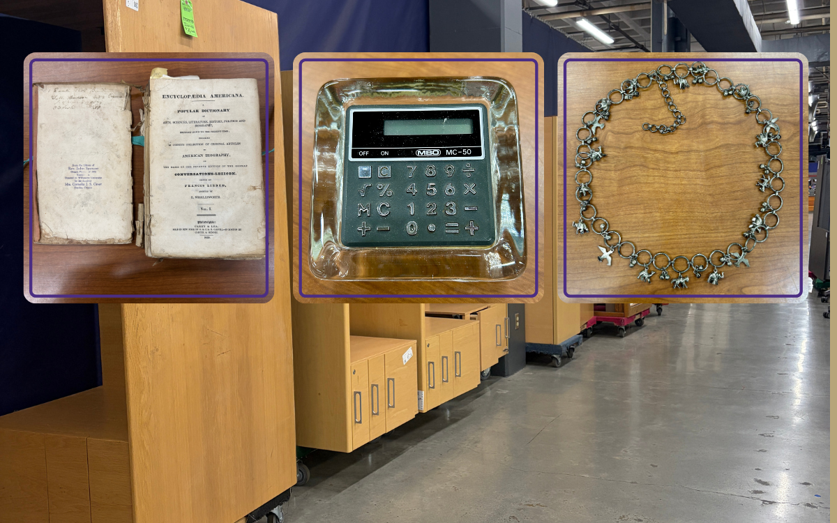 Antique 1830 Encyclopædia Americana (spine has disintegrated, handle with extreme care) - $10.00 Ice block calculator (calculator needs a new battery) - $10.00 Belly dancer chain with charms - $10.00