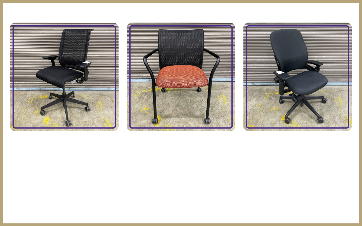 Trio of black office chairs