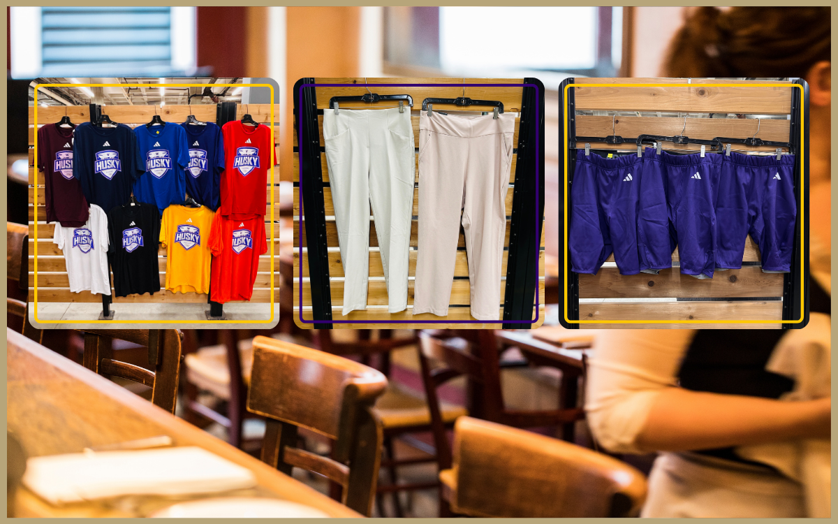 Husky Olympics 2026 tees - $5 each, sizes M-3XL Women's golf pants - $15 each, sizes M-XL Adidas football pants - $5 each, sizes M-L