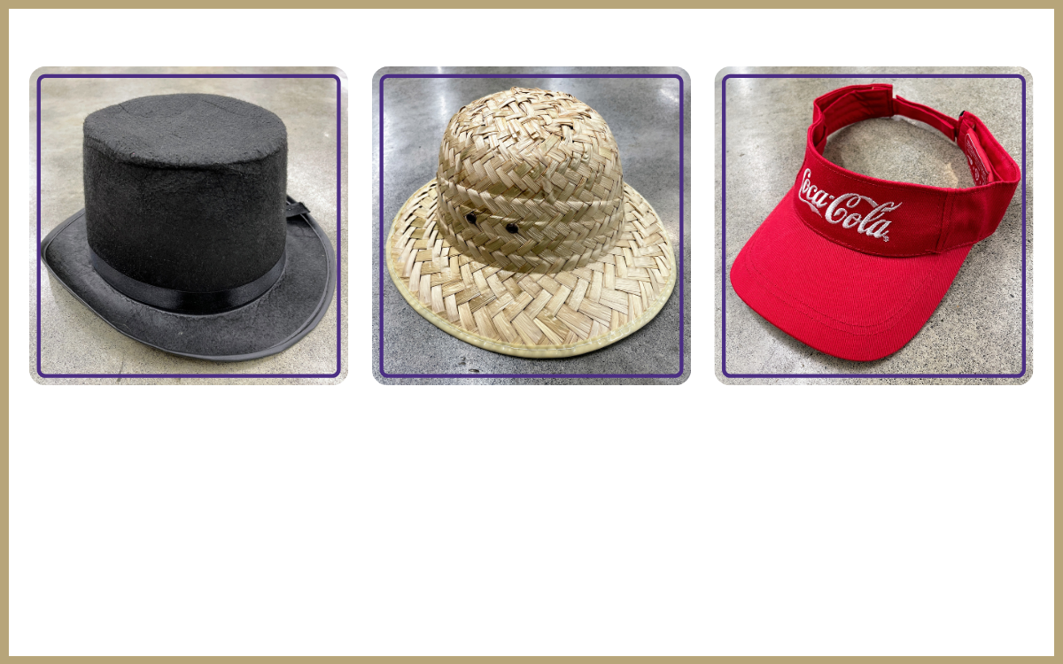 trio of costume hats