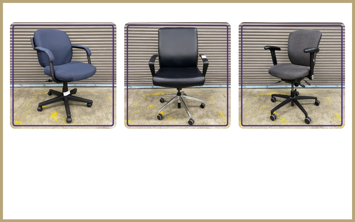 trio of office chairs