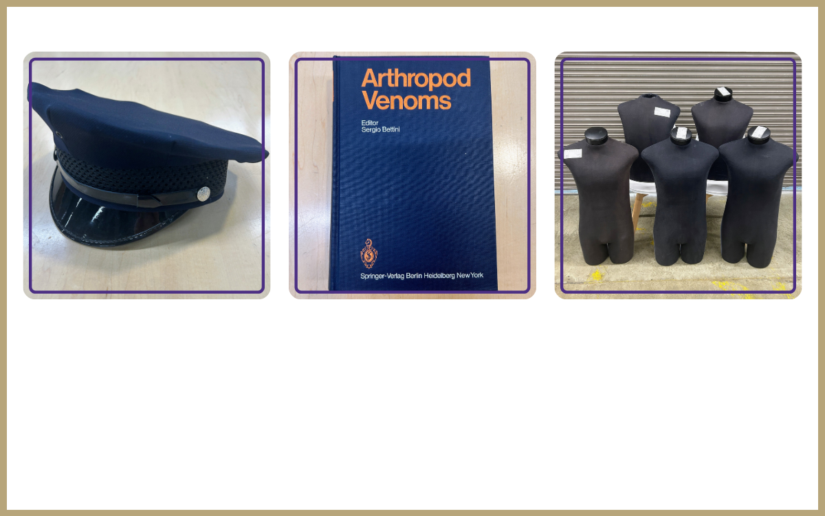 Midway uniform cap, textbook, 5 torso mannequins