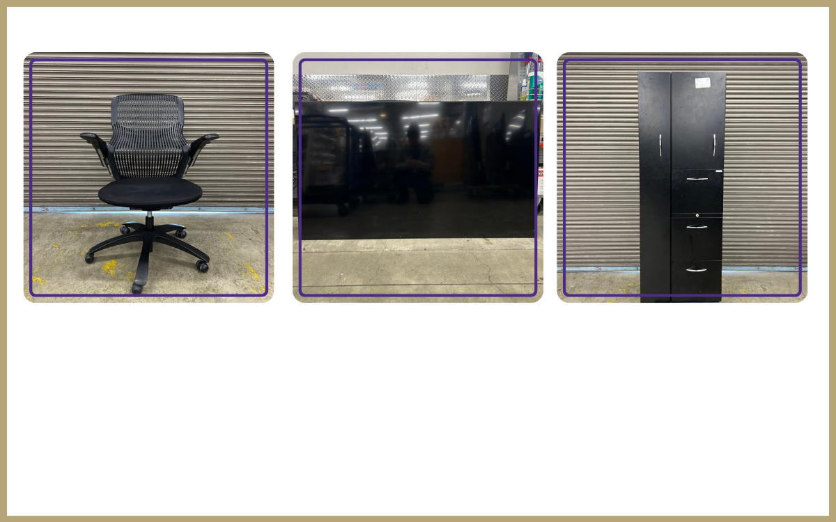 office chair, flat screen tv and storage locker