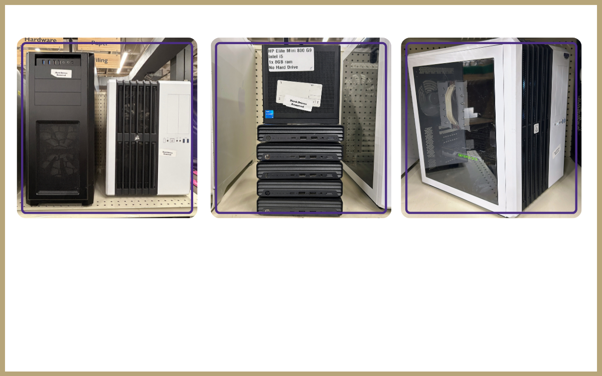 computer cases, mini pc and a computer