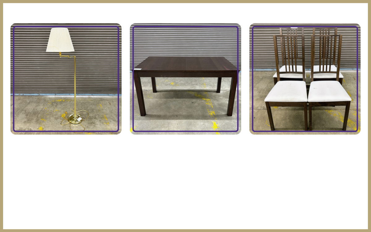 floor lamp, dining room table, dining room chairs