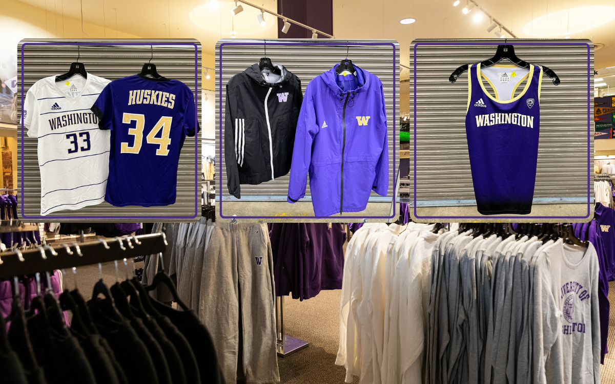 v-neck short sleeve jersey, husky branded raincoats, and racerback style purple jersey