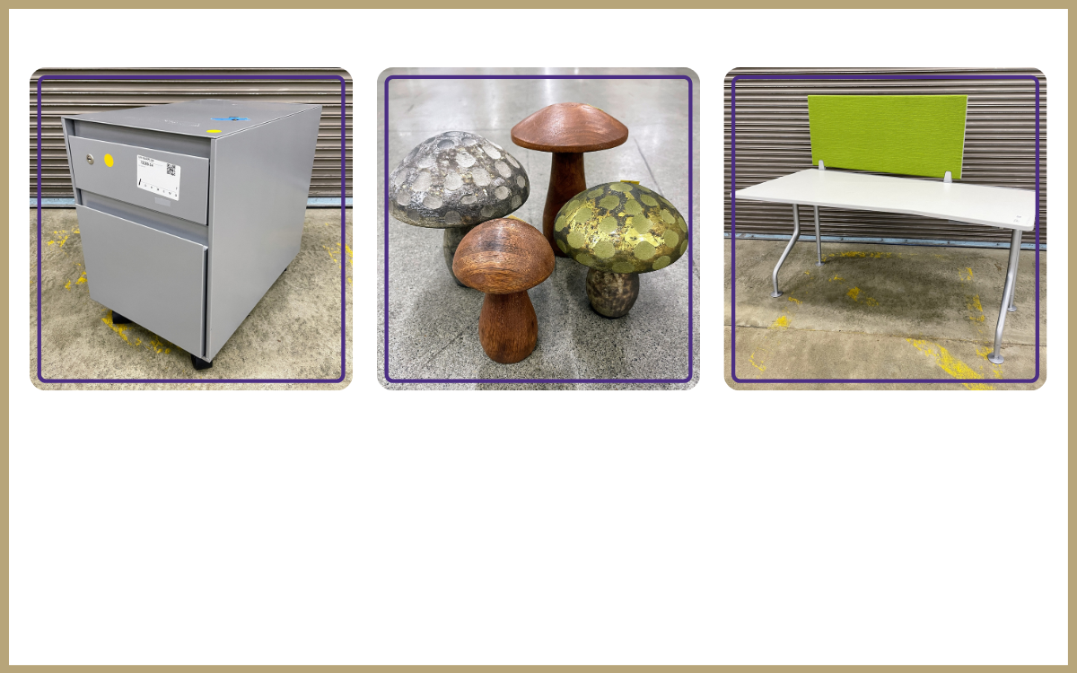 rolling pedestal, mushroom decor, desk with green panel