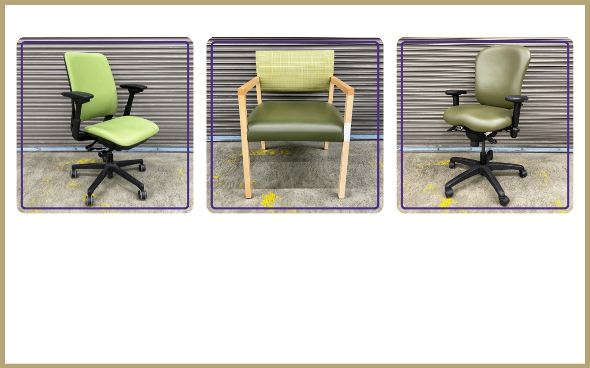 trio of green chairs