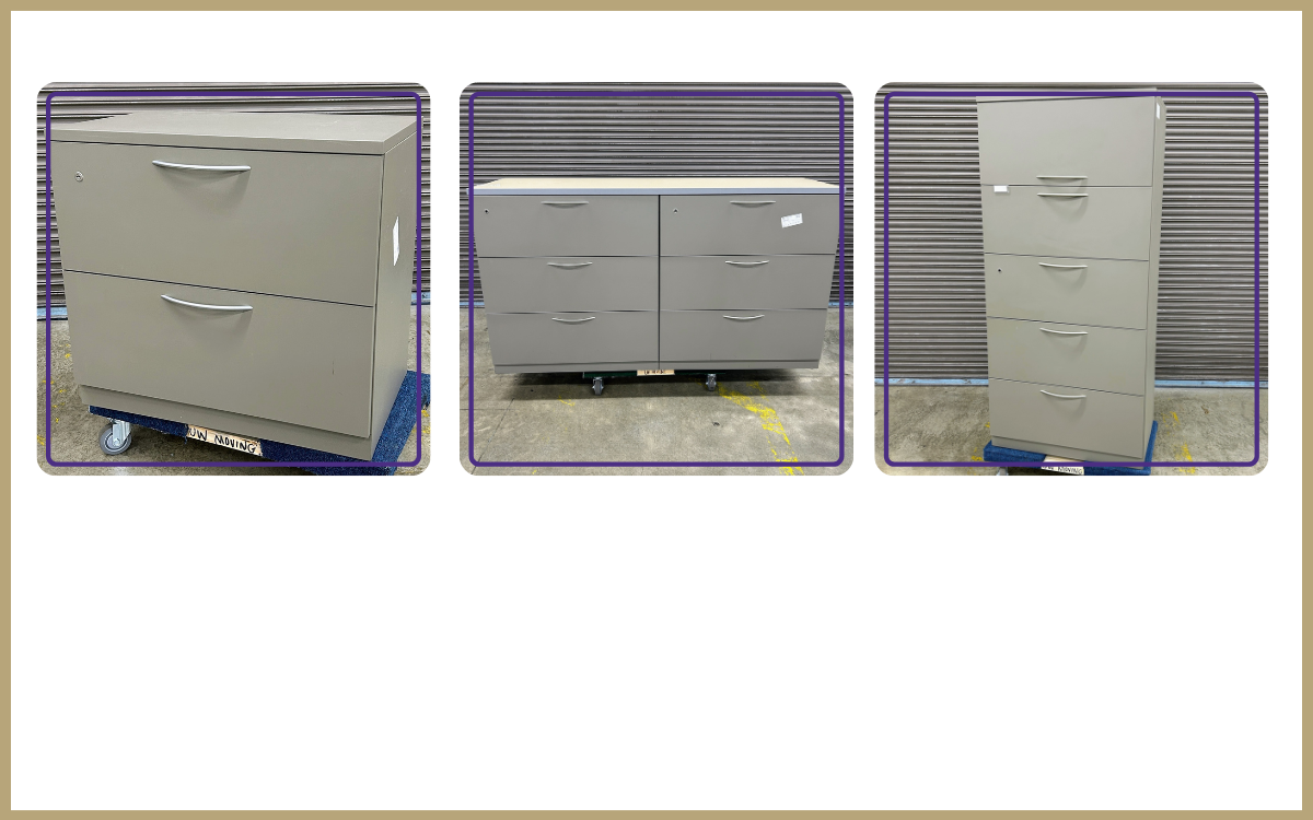 Steelcase lateral file cabinets: 2-,6-, and 5-.