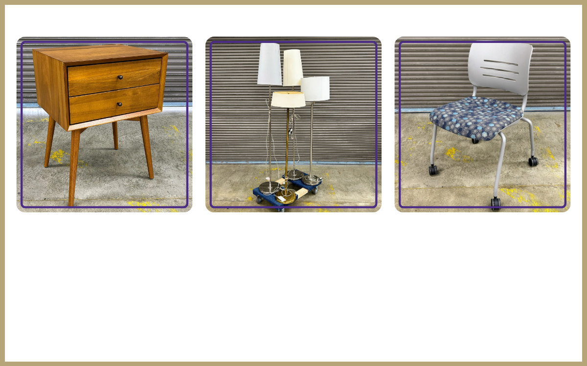 mid century modern side table, floor lamps, rolling chair