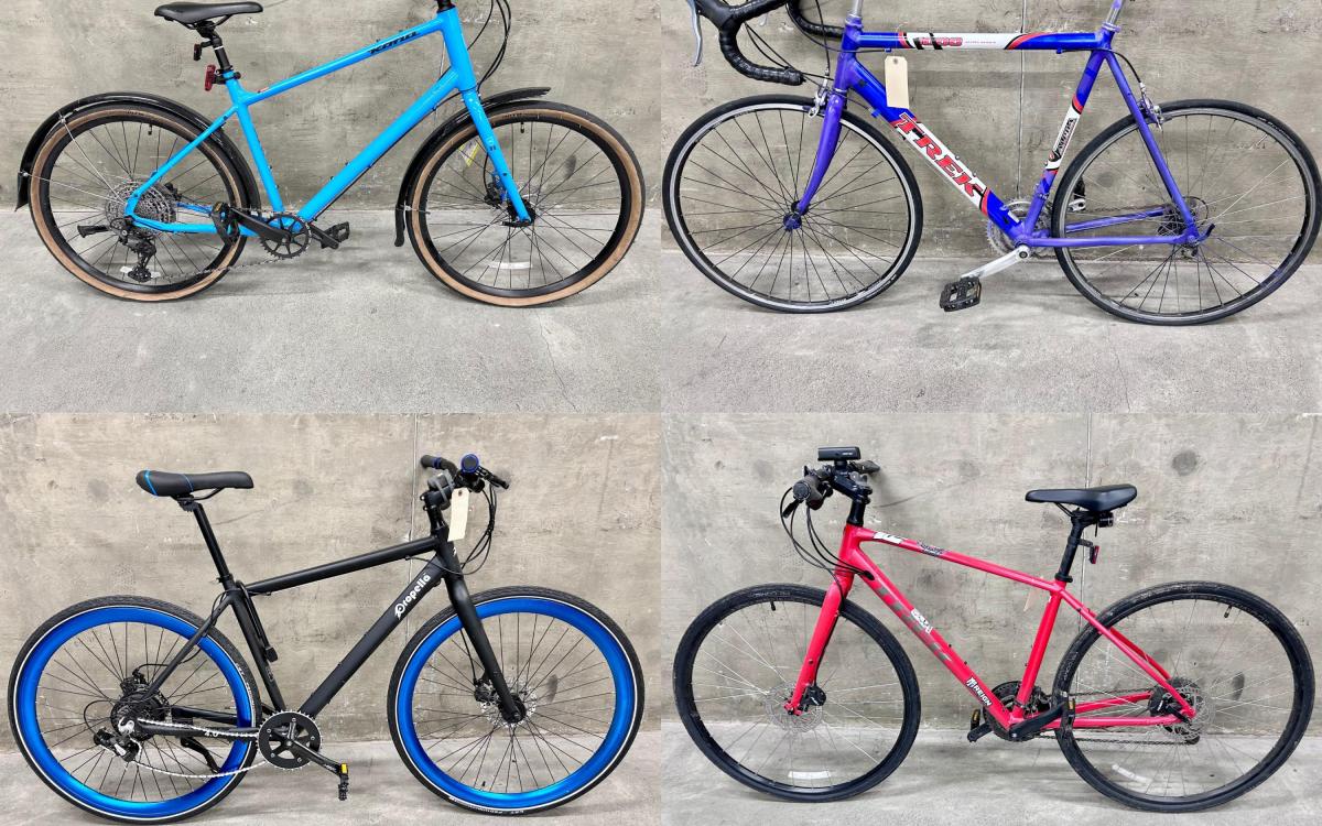 Stitch of four unique bicycles.