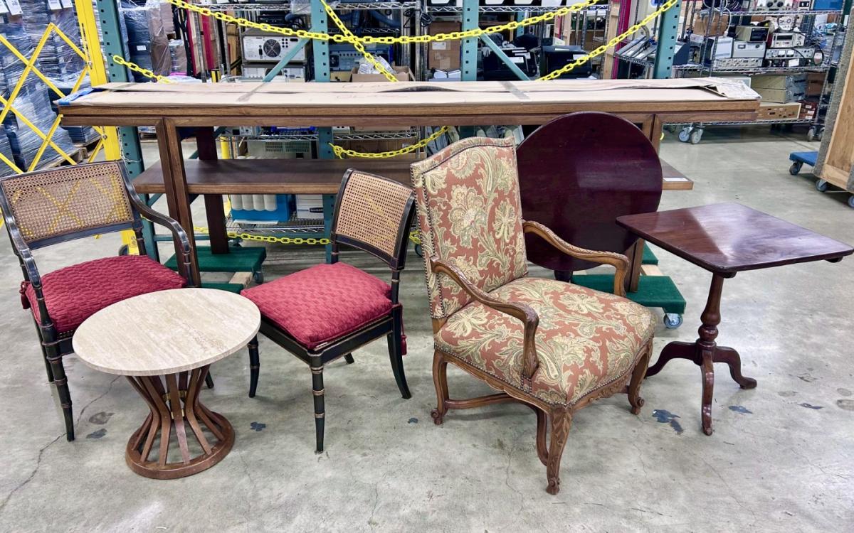 Several pieces of furniture on display.